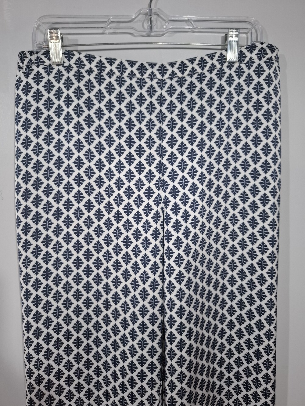 J Jill Wearever Collection Womens Blue White Geo Satin Pull On Cropped Pants M - Picture 4 of 13